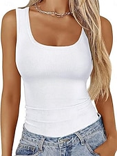 economico Serbatoio Semplice-Per donna Maglietta Semplice Moda Elegante Classico Senza Maniche Collo a U Top Regolari Quotidiano Uscire Weekend Blu Nero Bianco Vino Verde Estate Primavera