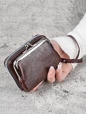 abordables Portefeuilles-Portefeuille-bracelet en similicuir pour femme, grande capacité, avec plusieurs emplacements pour cartes et porte-monnaie, disponible en plusieurs couleurs, idéal pour le shopping, les voyages, le