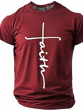 cheap Faith T shirts-Faith Cross Men's Minimalist Christian Spiritual Religious T Shirt Graphic Crew Neck Short Sleeve Church Worship Easter Gift for Believers Designer Clothing Apparel