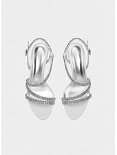 cheap Heeled Sandals-Women's Silver Strappy Slingback Sandals with Rhinestone Detailing – Sparkly Open Toe Kitten Heels for Cocktail Evenings and Wedding Receptions