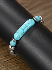 abordables Bijoux pour hommes-Bracelet bohème pour homme en acier titane et pierres naturelles, bracelet à maillons multicolores idéal pour les vacances à la plage, les tenues d'été décontractées et le quotidien.