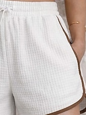 abordables Short chaud-Femmes Short gaufré Shorts Shorts d'été Shorts de plage Vacances Mode Décontracté Quotidien Court Taille Moyenne Couleur Unie Uni Patchwork Avec Poches Ceinture Élastique Confort Doux Respirant Non