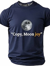 preiswerte Magliette divertenti da uomo-Men's "Copy, Moon joy" Full Moon Graphic T Shirt Short Sleeve Crew Neck Astronomy Space Lover Sarcastic Humor Quote Teal Blue Relaxed Fit Birthday Gift Designer Clothing Apparel