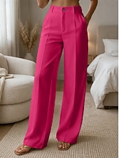 Χαμηλού Κόστους φαρδύ πόδι &amp; ψηλόμεσο-Γυναικεία Πλατύ Πόδι Παντελόνια Παντελόνι επίσημο Casual παντελόνι Μοντέρνα Κομψό στυλ street Βασικό Πλήρες μήκος Ψηλή Μέση Σκέτο Τσέπη Ελαστική μέση Άνετο Ανελαστικό Καθημερινά Γραφείο Διακοπές