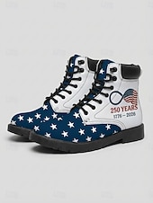 economico Scarpe da uomo-stivali da combattimento patriottici da uomo per il 250° anniversario degli Stati Uniti - stivali con stampa a stella e design a bandiera per parate, 4 luglio, festival e celebrazioni patriottiche