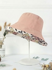cheap Women's Hats-Women's Bohemian Reversible Polyester Sun Hat, Multi-Color Wide Brim Foldable Beach Bucket Hat for Vacation, Travel, Outdoor Leisure and Everyday Casual Wear