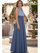cheap Floor Length-A-Line Floor Length Shirt Dress Wedding Guest Dress Formal Dresses Mother of the Bride Dress Sleeveless Long Sleeve V Neck Shirt Collar Elegant Vintage Wedding Guest Satin with Pleats Ruched