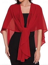 billiga Sjalar-Sjalar Bolero Mammas Wraps Bridal's Wraps Bröllopsgästs wraps Elegant damer Formell Stil Ärmlös Chiffong Brudsjalar Med Ren Färg Till Dagligen Vår &amp; sommar