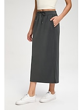 voordelige Actieve Rokken-Dames Tennis- en golfrokken Casual Midi Hoge taille Rokken Rekbaar Fitness Grafietgrijs Gedistilleerde koffie Wit Lente