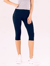 cheap Yoga Leggings &amp; Tights-Women's Pilates Pants Yoga Pants Pocket Ruched Butt Lifting High Waist Gym Workout Running Fitness Capri Leggings Solid Color Dark Grey Black Navy Blue Sports Activewear High Elasticity Skinny