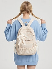 baratos Mochilas para Crianças e Adolescentes-Mochila feminina de poliéster com laço decorativo, várias cores, grande capacidade com vários bolsos, alças ajustáveis, perfeita para o ensino fundamental. &amp;volta às aulas no ensino fundamental,