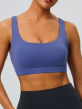 abordables Sujetadores deportivos &amp; chalecos-Mujer Camisetas sin mangas para hacer ejercicio Sujetadores de Deporte Cuchara Ropa Interior / Prenda Interior Absorción de impacto Tamaño Ajustable Ligero Inalámbrico Acolchado Color sólido Deporte
