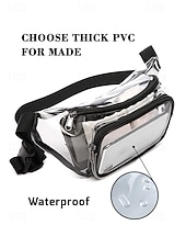 cheap Vacation &amp; Travel Bags-Women's Clear PVC Crossbody and Waist Bag, Multi-Color Transparent Bag with Adjustable Strap and Multiple Wearing Styles, Large Capacity Stylish Bag for Beach Vacation and Casual Daily Use
