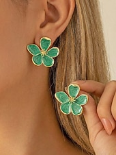 Недорогие Женская серьга-Женские серьги в богемном стиле, материал — сплав, 3D-цветочный дизайн, различные цвета, легкие и элегантные, идеально подходят для пляжного отдыха и повседневной носки.