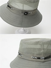 baratos Chapéus Masculinos-Chapéu bucket masculino respirável e leve em poliéster, várias cores, secagem rápida, ideal para férias na praia, pesca, caminhadas e uso casual no dia a dia.