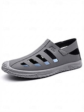 preiswerte Männer-Graue Herren-Strandsandalen mit Cut-outs, leichte, geschlossene Slipper für den Sommer, lässiger Resort-Stil, perfekt für Strandurlaub, Spaziergänge am Meer und Ferien.