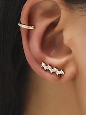 cheap Women's Earring-Women's Boho Alloy Ear Cuff Set, Multi Style Crystal Clip On Earrings for Beach Vacation, Summer Resort and Everyday Casual Wear