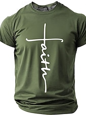 cheap Faith T shirts-Faith Cross Men's Minimalist Christian Spiritual Religious T Shirt Graphic Crew Neck Short Sleeve Church Worship Easter Gift for Believers Designer Clothing Apparel