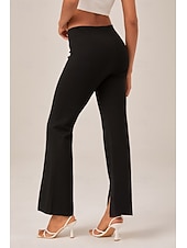 abordables Pantalons-pantalon évasé court et élégant légèrement extensible