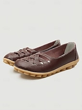 economico Ballerine da donna-Scarpe slip-on da donna gialle intrecciate con intagli, comode scarpe basse casual con suola morbida, calzature traspiranti per camminare in vacanza &amp; quotidiano