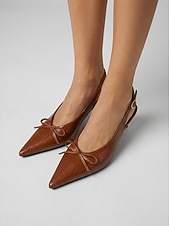 olcso Alacsony sarkú körömcipők-női barna cicasarkú slingback cipő - ideális koktélpartikra