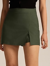 economico Gonne casual-Per donna Gonna da vacanza Moda Casual Mini Vita Alta Gonne Semplice Inelastico Quotidiano Streetwear Vinaccia Nero Verde militare Blu marino Primavera