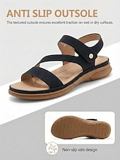economico Sandali Comodi-Sandali da donna neri comodi con supporto plantare – scarpe da passeggio imbottite con cinturino regolabile, sandali leggeri antiscivolo per viaggiare e fare shopping &amp;uso quotidiano