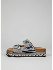 abordables Sandales à glissière-Sandales à plateforme perlées pour femmes – sandales à enfiler de style bohème pour la plage, les festivals et les sorties décontractées