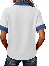  Mujer Sayo Vintage Elegante Manga Corta Tops regulares Diario Festivos Noche Azul Piscina Negro Blanco Amarillo Rosa Verano Primavera