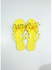 billige Sklisandaler-svarte sløyfeflip-flops med pigg for kvinner – elegante strandsandaler med komfortabel flat såle for sommerbruk