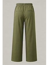abordables Pantalones de pierna recta-Mujer Pantalones Rectos Vacaciones Básico Longitud total Media cintura Comodidad Rígido Diario Negro Caqui Beige Café Verano Primavera Otoño