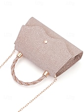 preiswerte Clutches &amp; Taschen für die Abendgarderobe-Elegante Damenhandtasche mit Henkel und Kette, glänzende Abendclutch aus Polyester, in verschiedenen Farben erhältlich, mit funkelnden Details, perfekt für Hochzeiten, Partys und besondere Anlässe.