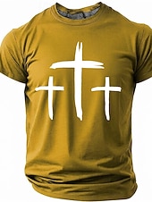 abordables Camisetas de fe-Hombre Cruz Camiseta Manga Corta Camiseta Impresión 3D Cuello Barco Camisa Moda Design Sencillo Casual Diario Fiesta Rojo Verano Primavera Ropa S M L XL XXL XXXL