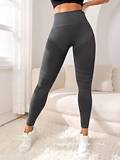 abordables Leggings et collants de yoga-Femmes Pantalons de Pilates Pantalon de yoga Leggings de fitness Lifting des fesses plissées Taille haute Entraînement en salle Course Fitness Leggings Bas Couleur Unie Gris foncé Améthyste Abricot