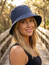 abordables Sombreros de mujer-Sombrero de pescador informal de algodón para mujer, sombrero de sol elástico ajustable en varios colores para vacaciones en la playa, uso diario informal, viajes y estilo veraniego al aire libre.