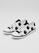  herrsneakers med fotbollstryck i canvas – snörskor med fotbollsmönster för matchdag, sportevenemang, streetwear och vardagskläder