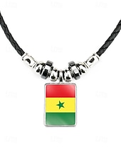 preiswerte Zubehör-Herren-Legierung &amp;Acryl-Halskette mit Anhängern in Nationalflaggen-Optik, verschiedene Ländermotive, lässiger Boho-Stil, perfekt für Fußballfans, Spieltage und Outdoor-Aktivitäten. &amp;Alltagskleidung