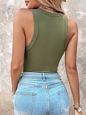  Per donna Canotta Semplice Moda Elegante Casual Senza Maniche Girocollo Top Regolari Quotidiano Uscire Weekend Nero Bianco Giallo Marrone Verde Estate Primavera