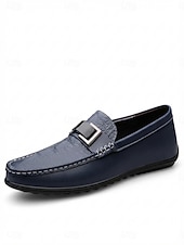 cheap Men-Men's Navy Buckle Loafers Slip-On Casual Driving Shoes Lightweight Comfort Moccasins for Resort Evenings, Vacation Dining, Coastal Getaways, Cruise Wear and Smart Casual Night Outfits