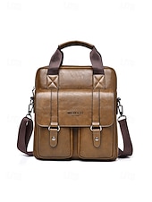 preiswerte Taschen für Herren-Messenger Bag für Herren aus Kunstleder, geräumige Aktentasche mit mehreren Fächern und verstellbarem Schultergurt, stilvolle Reisetasche für Freizeit und Beruf, geeignet für den täglichen Arbeitsweg und die Arbeit.