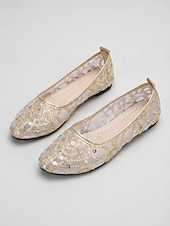 economico Ballerine da donna-Ballerine da donna in rete con paillettes dorate - eleganti scarpe a punta in rete scintillante per resort all'aperto e feste estive in giardino &amp;abiti da vacanza di lusso