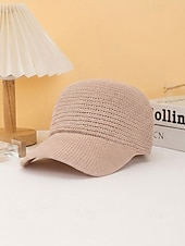 baratos Chapéus Femininos-Chapéu feminino boêmio em poliéster trançado, diversas cores, leve e com proteção solar, ideal para férias na praia, lazer ao ar livre e uso casual diário.