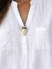 preiswerte Einfache Blusen-Damen 100% Baumwolle Hemd Popover Hemd Sommerhemd Shirt Einfarbig Schlicht Urlaub Mode Lässig Langarm Rundhals Lange Tops Streetwear Strand Feiertag Weiß Sommer Frühling Herbst