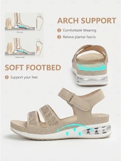 economico Sandali Piani-sandali da donna con cuscino d'aria impreziositi da strass - scarpe comode aperte con velcro regolabili per abbigliamento casual e outdoor
