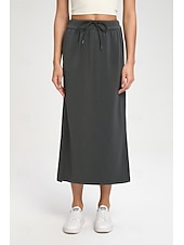 voordelige Actieve Rokken-Dames Tennis- en golfrokken Casual Midi Hoge taille Rokken Rekbaar Fitness Grafietgrijs Gedistilleerde koffie Wit Lente