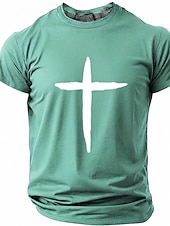  Hombre Cruz Camiseta Manga Corta Camiseta Impresión 3D Cuello Barco Camisa Moda Design Sencillo Casual Diario Fiesta Rojo Verano Primavera Ropa S M L XL XXL XXXL