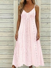  Női Midi ruha Fehér ruha hétköznapi ruha nyári ruha Eyelet ruha Divat Modern Napi Tengerpart Szabadság Normál Virágos Ujjatlan V-alakú Fekete Fehér Arcpír rózsaszín Bíbor Nyár Tavasz