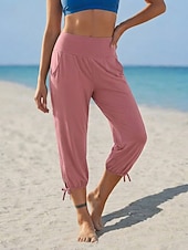economico Pantaloni da jogging-Per donna Pantaloni capri Vacanza Essenziale Lunghezza al polpaccio Misura del girovita medio Tinta unica Semplice Comodità Alta elasticità Blu Rosso violaceo Grigio chiaro Grigio scuro Estate