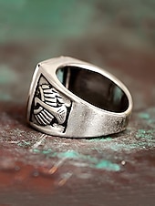 billige Menns smykker-Herre bohemsk ring i legering og turkis, vintage statement-signetring i flere størrelser for strandferie, uformelle sommerantrekk og hverdagsbruk