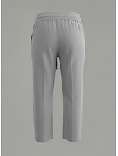 billige Luksuriøse bukser-Dame Capri-bukser Linbukser i bomull kinesisk Sommershorts Ferie Grunnleggende Fritid Kalv lengde Høy Midje عادي Lomme Elastisk midje comfy Komfort Myk Elastisk Daglig utendørs Gate Marineblå Vin